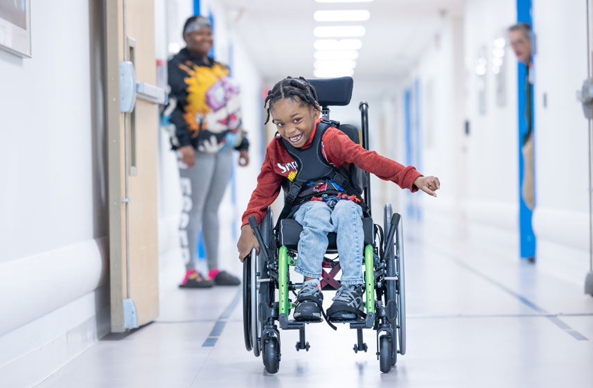 Cleveland Clinic patient in hallway.